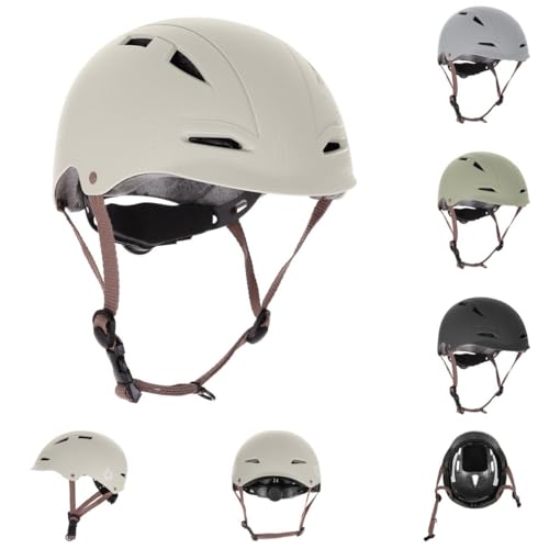 Kikkaboo Kinder-Schutzhelm 46-56 cm mit 9 großen Öffnungen verstellbare Gurte, Farbe:beige