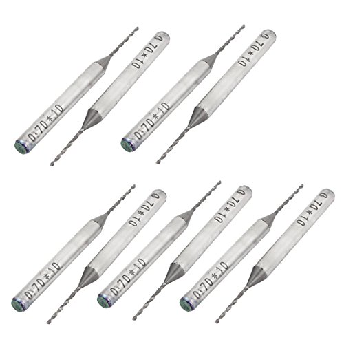 sourcing map 10 Pcs 0,7 mm Tipp Spiral Flute Hartmetall-Micro PCB Bohrer de