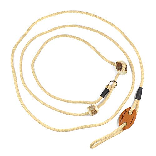 Showleine MIT Stopper/Zugstopp - Beige | 4 mm Durchmesser x 160 cm Länge - Sportliche Vorführleine/Ausstellungsleine für Hundeausstellungen