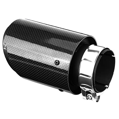 1 Stück Auto Edelstahl & Kohlefaser Auspuffrohr Schalldämpfer Endspitze Endrohr für die meisten Autos mit 60 mm Rohrdurchmesser