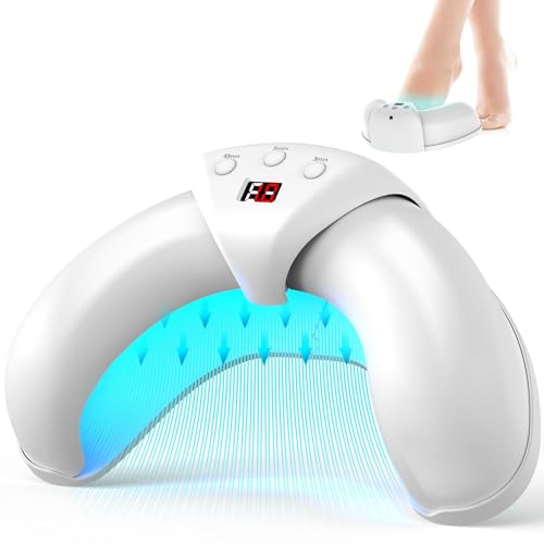 iKeener Lichttherapiegerät für Nagelpilz mit einstellbaren Sitzungen von 3,5,10 Minuten, Behandlung von mehreren Zehen und bequemen Füßen, 12 Stück 470 nm, 6 Stück 910 nm, Lichttherapie（Blassweiß）