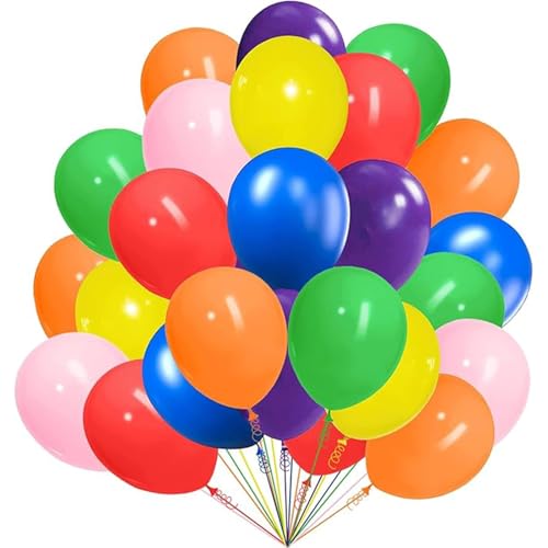 Luftballons Bunt 100 Stück 26-27 cm – 10 Farben Helium Latex-Deko für Hochzeit, Geburtstag, Party, Babyparty