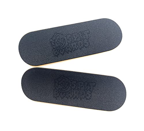 SPITBOARDS Fingerboard Grip Tape 32 mm x 96 mm (1mm Thick) 3 pcs Round Cut Shape Cut Out with Laser Logo 3 Pieces for Fingerboard Or Fingerskate Griptape (32 mm x 96 mm)