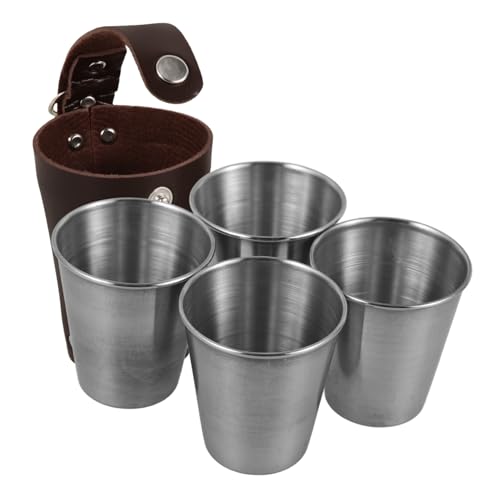 MAGICLULU 5er Set 70ml Tragbare Edelstahl Shotgläser Mit Becherhülle Hochwertige Trinkbecher Für Spirituosen Wein Und Cocktails Perfekt Für Partys Und Unterwegs