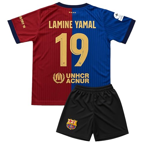 Qycksouth Yamal Nr.19 Heim Trikot für Kinder 2024 Saison – Fußball Set mit Shorts – Fan Trikot Jungen – Atmungsaktiv Sportoutfit – Trikot Kinder – 140