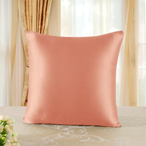 townssilk Beidseitig 100% 19mm Pure Maulbeerseide Kissenbezug für Haar und Haut Gesundheit, 1 Stück 40x40cm Größe Kissenbezug mit verstecktem Reißverschluss 600 Fadenzahl Coral