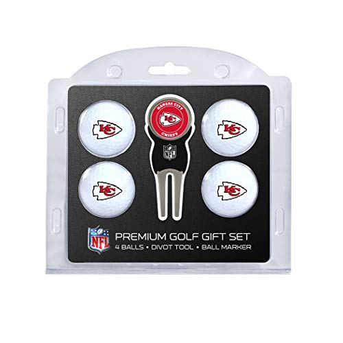 Team Golf NFL Kansas City Chiefs Golfbälle (4 Stück) & Pitchgabel mit abnehmbarem doppelseitigem Magnetmarker