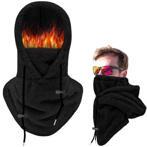 LINSOCLE Plüsch Sturmhaube Mütze Winter, Schalmütze Balaclava für Herren und Damen,Thermo Skimaske Fleece Balaclava Kapuze Schal Mit, Motorradmaske zum Radfahren Ski Winddichte Halswärmer