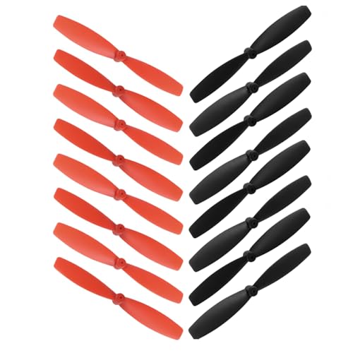 TENGEE 16 Stück Propeller,Drohnenflügel,55mm RC Propeller,Rc Flugzeugpropeller,RC Drohne Propeller Blätter,Kann für Alle Arten Von Drohnen Verwendet Werden,Propeller-Ersatzteile(Schwarz Rot)