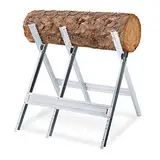 Relaxdays Sägebock, Holzsägearbeiten, klappbar, Sägegestell für Kettensägen, Stahl, H x B x T: 81 x 75,5 x 81 cm, silber