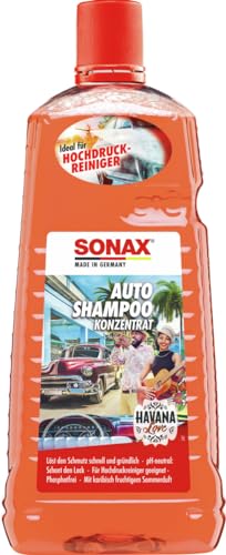 SONAX AutoShampoo Konzentrat Havana Love (2 Liter) durchdringt und löst Schmutz gründlich, ohne Angreifen der Wachs-Schutzschicht | Art-Nr. 03285410