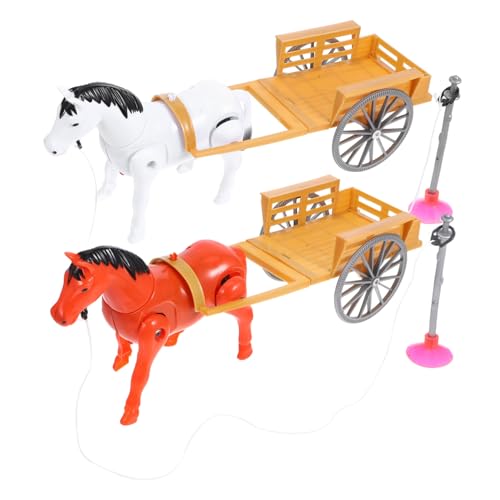 JOINPAYA 2 STK Drehbares Spielzeugpony Pferdekutschenfahrt weiter Pferdespielzeug Spielset Spielzeug für Kinder kinderspielzeug Rotierendes Pferdespielzeug elektrisches Wendespielzeug Abs