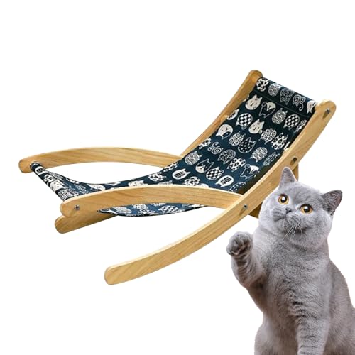 Katzen Sisal Lounge Sessel, Klappbares Katzensofa, Liegestuhl, Widerstandsfähiges Katzenkratzbrett, Massivholz(Blau)