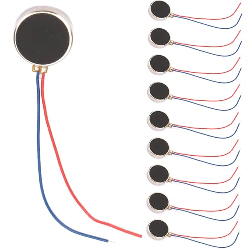 GERUI 10 PCS 10X2,7mm DC 3 V 80mA Mini Vibrationsmotoren 11000 RPM 1027 Flache Münze Taste-Typ Micro DC Vibrationsmotor für Handy und Pager