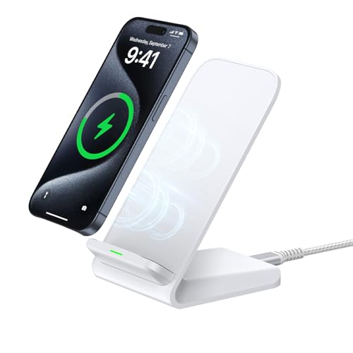 Wireless Charger, 15W Induktive Ladestation Handy Ständer, Schnelles Kabelloses Ladegerät für Samsung Galaxy S25/S25+/S24 Ultra/S23/S22/S21/S20/S9, iPhone 16/15/14/13/12/11, Google Pixel 9 Pro 8 7a 6