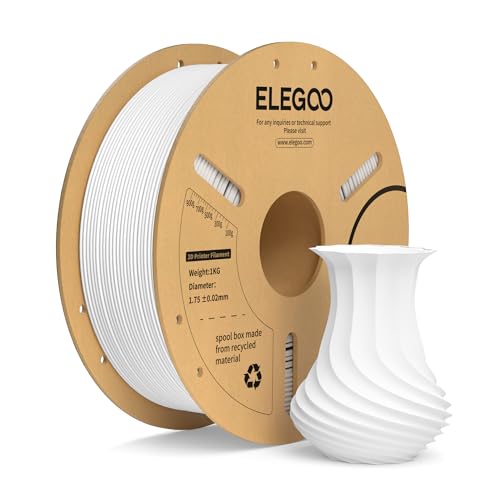 ELEGOO PLA+ Filament 1.75mm Weiß 1KG, Härter und Stärker Filament-3D-Druckmaterialien, Maßgenauigkeit +/-0,02mm, Kompatibel mit den Meisten FDM-Drucker(1KG/Spool, 2.2lbs)