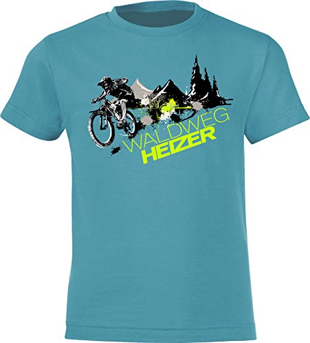 Fahrrad T-Shirt Kinder - Waldweg Heizer - Mountainbike - Sportbekleidung Jungen & Mädchen - Outdoor Kleidung (Swimming Pool 134-146)