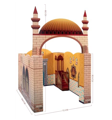 Tragbares Karton-Masjid für Kinder - Leicht aufbaubares Gebetshaus - Perfektes Islamisches Geschenk - Perfekt für tägliche Gebete & islamisches Lernen, Mini-Moschee