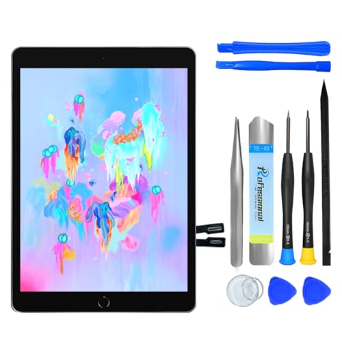 NB+ Touchscreen Digitizer für iPad 6 Display 9,7 Zoll, iPad 2018(A1893 A1954) Generation, mit Werkzeug Set, mit Vorab klebender(Schwarz)