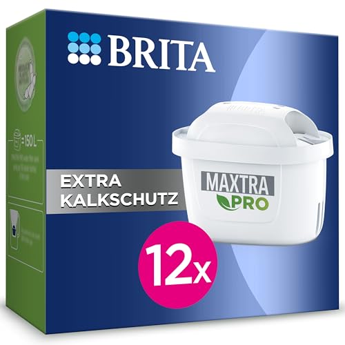 BRITA Wasserfilter Kartusche MAXTRA PRO Extra Kalkschutz (12er-Pack) Jahrespack|Original Ersatz-Wasserfilter für alle BRITA Kannen, filtert Kalk, ultimativer Geräteschutz: Der Heißgetränke-Spezialist