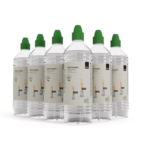 höfats - flüssig Bioethanol Spin 900 | 1200 | 1500 Rauch- und Rußfreies Ethanol - 6X 1 Liter Nachfüllflasche - Zubehör für Spin mit Bio-Burner, Tischfeuer, Tischkamin, für Indoor und Outdoor