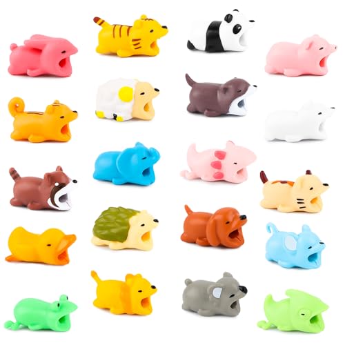 KFDDRN Kabel Kabelschutz - 20 Stuck Kabelschutz Tiere, Kabel Silikon Protector, Animal Design Kabel Zubehör Schützen Ladekabel, Ladekabel für die meisten Mobiltelefone