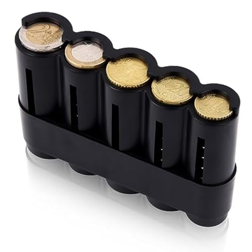 Münzbox - Münzspender Euro mit 5 Fächern - Münzsortierer mit Schnell-Fixierung, coin holder, münzen aufbewahrun, kleingeld sortierer - Aus Kunststoff