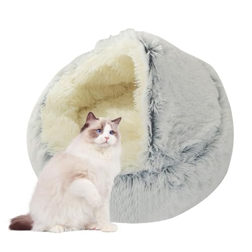 Katzenbett | Geschlossenes Flauschiges Katzenbett,Bequemes und weiches, Flauschiges Katzenbett, warm für Winterkätzchen, kleine und große Hunde