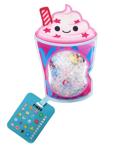 Bauer Spielwaren Bizyboo - Milchshake: Beschäftigungstäschchen mit versteckten Objekten, Suche-Verstecke-Finde, Spielspaß für Kinder ab 3 Jahren (21004), Blau-pink