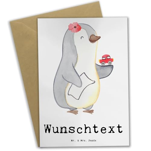 Mr. & Mrs. Panda Personalisierte Grußkarte Autohändlerin Herz - Personalisierte Geschenke, Personalisierte Geburtstagskarte, Eröffnung Autohaus,