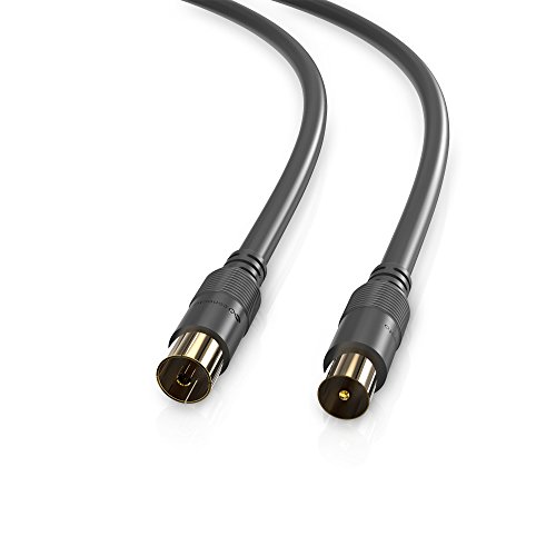 conecto Antennenkabel SAT Kabel Koaxialkabel Satelitenkabel TV 1,50m doppelt geschirmt, IEC-Stecker auf IEC-Buchse, für HDTV, Receiver, Satelit, DAB, Radio, schwarz