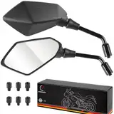 Evermotor Universal Motorrad Rückspiegel Spiegel E-Geprüft 2x M10 Rechtsgewinde, 2x M8 Rechtsgewinde + 1x M10 Linksgewinde, 1x M8 Linksgewinde, Spiegel für Quad Roller ATV Moped Scooter Schwarz