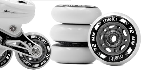 Molti Räder mit Kugellager MOLTI ABEC9 8er- Pack Indoor-/Outdoor-Rollschuh Räder Inlin-Skates Freizeitspaß (weiß, 72 mm)