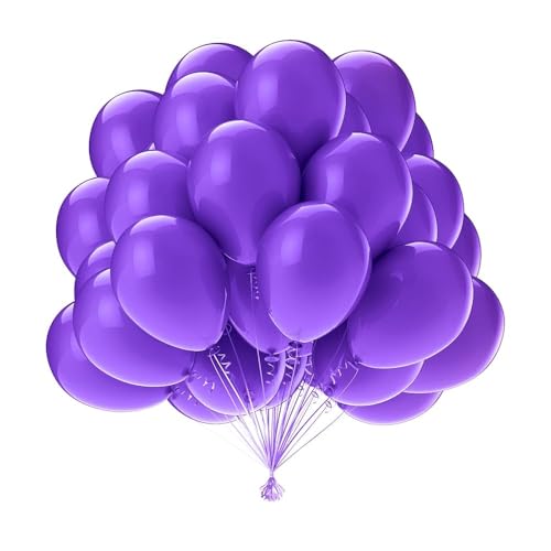 Luftballons Lila 50 Stück,10 Zoll/25cm Geburtstagsdeko Lila Ballons,Lila Luftballons für Tischdeko,Geburtstag und Hochzeit,Lila Ballon Girlande