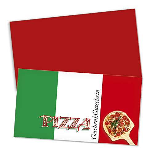 GESCHENKGUTSCHEINcom by POS-HAUER. Gutschein-Set. 50x Gutschein + Kuvert. Für Italienisches Restaurant Pizzerien Gastrogutschein, blanko zum selber Ausfüllen.