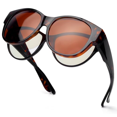 Face Shadow Polarisierte Überzieh Sonnenbrille Damen UV-Schutz Überbrille für Brillenträger Ultra Leicht Fit-Over Brille