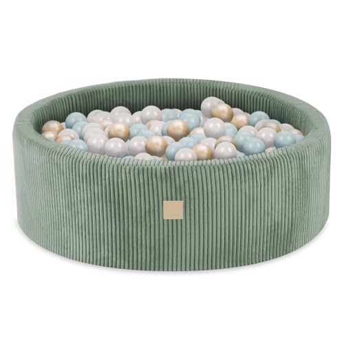 MISIOO Bällebad mit Schaumstoff-Füllung - 90x30cm - 200 Bälle für Bällebad - Hochwertige Bällebad Bälle für Kinder - Weiches und Sicheres Spielzeug - Waschbar