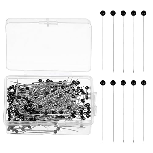 250 Stück Stecknadeln mit Kopf Groß 38 mm Edelstahl Stecknadeln Schwarz Kunststoffkopf Stecknadel Nähnadeln für Schmuck Hertstellung Nähen Handwerk Basteln Nähprojekte Jewelry Komponenten Dekoration