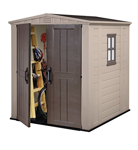 Keter Gerätehaus Factor 6x6, Beige, 6.2m³ Rauminhalt, Außenmaße (B/T/H):178 x 195.5 x 208 cm, wetterfest, wasserdicht, UV-beständig, Outdoor