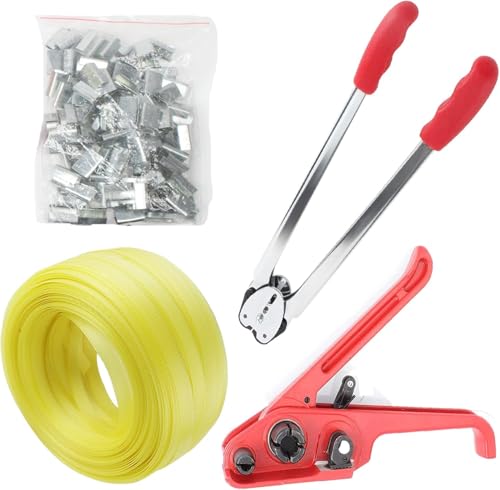 Manuelle Umreifungsset incl.Versiegelung Spanngerät 100m Umreifungsban 50 Stück Clips für Spanner PP/PET-Kunststoffverpackungen
