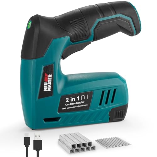 NEU MASTER Akku Tacker, 2-in-1 4V Elektrotacker Akku Mit Ladekabel, 1000 Heftklammern &1000 Nägel, Nägler für Bastelarbeiten, DIY und Polsterarbeiten