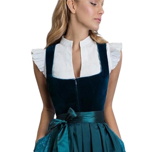 Dirndl Bluse Damen Dirndlbluse Spitze Trachtenbluse Weiß Kurzarm Trachten Trachtenbluse für Oktoberfest Blusen Weiss Trachten Spitzenbluse V Ausschnitt Trachtenblusen Sexy Stehkragen Tops Dirndl Bluse
