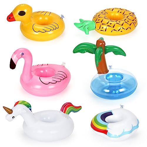 Getränkehalter Aufblasbare, 6 Stück Getränkehalter Pool, Aufblasbares Badespielzeug Kinder, Schwimmend Getränkehalter für Sommer Beachparty Pool Hawaii Party