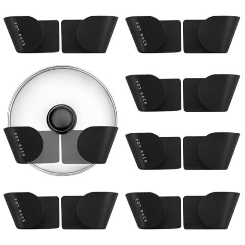 SZCXDKJ 10Pcs Topfdeckelhalter Deckelhalter Wand, Pfannendeckel Rack Topfdeckelhalter Wandmontierter Halterung Topfdeckelhalter Schranktür für zu Hause Küche Schwarz