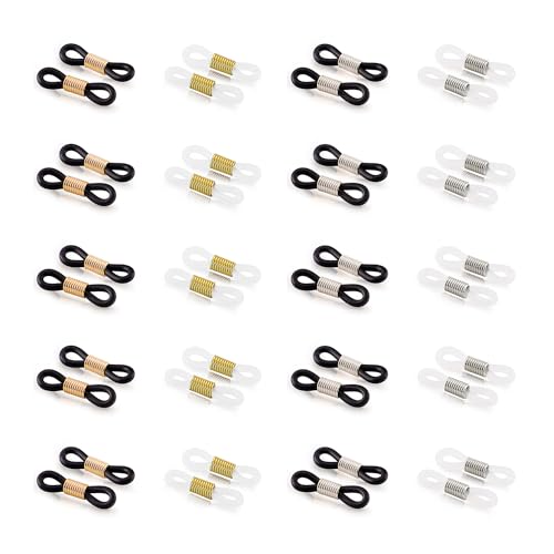 Aidqxbaoer Brillenkette Verbindung, Brillenkettenenden, Brillenkette Anschlüsse, Silikon Brillenverbinder, Halter Brillenkette Enden, 40 Stück