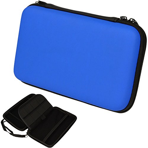 TECHGEAR 2DS XL Case Tasche für New Nintendo 2DS XL, mit Aufbewahrung, Gehäusedeckel, Hartschale, Hartschützender Reise- & Aufbewahrungskoffer für 2DS XL Konsole & Zubehör - Blau
