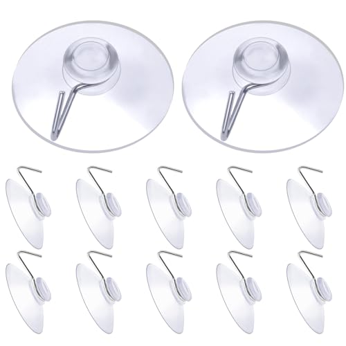 Flintronic Saugnäpfe, 12 Stück Klarer Plastiksaugnapf Ø20mm, PVC Wandhaken mit Saugnapf und Haken, Transparent Kunststoff Saugnäpfe, Saugknopf Haken Extra Stark für Küche, Bad, Fenster, Auto