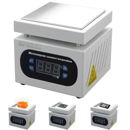 PCB Heizstation Lötstation Heizplatte 350W LED Mikrocomputer Elektrische Vorwärmung 0-400℃ Heizplatte für den Austausch des Telefonbildschirms Chemieexperimente 100X100mm (EU Stecker)