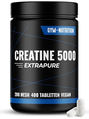 Creatin 5000 Giga Tabs Hochdosiert - 5000mg pro Tag - 400 Tabletten - Monohydrat Tabletten - Leicht Schluckbare Alternative zu Kreatin Kapseln - 200 Mesh, vegan & Produziert in Deutschland