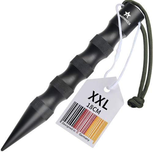 AMATHINGS Survival Kubotan 18 cm XXL in Schwarz Selbstverteidigung mit Extra Grip Griff, Tactical Pen, Schlüsselanhänger Selbstverteidigung Waffen legal, Verteidigungswaffe, Notfallhammer